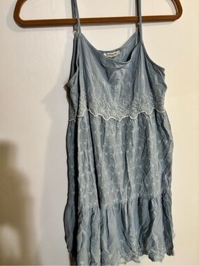 American Eagle Outfitters Light Blue Embroidered Sundress